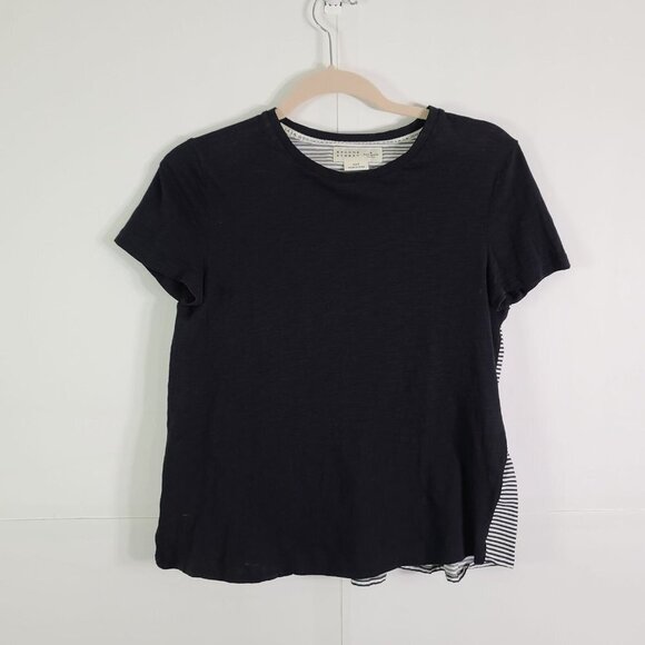 Kate Spade Broom Street Peplum Tee Shirt Black Front Striped Back‎ Size Small - Picture 4 of 8